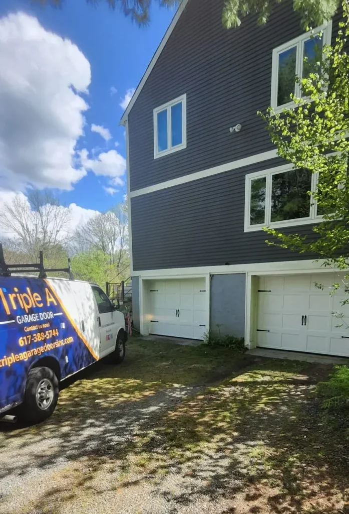 Residential Garage Door Installation With Decorative Windows – Triple A Garage Door In Newton Ma