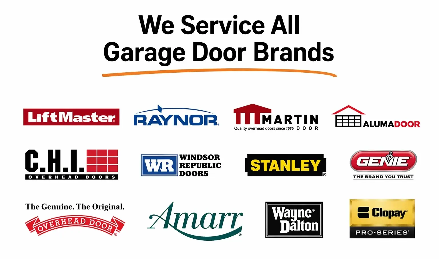 Garage Door Brands We Service