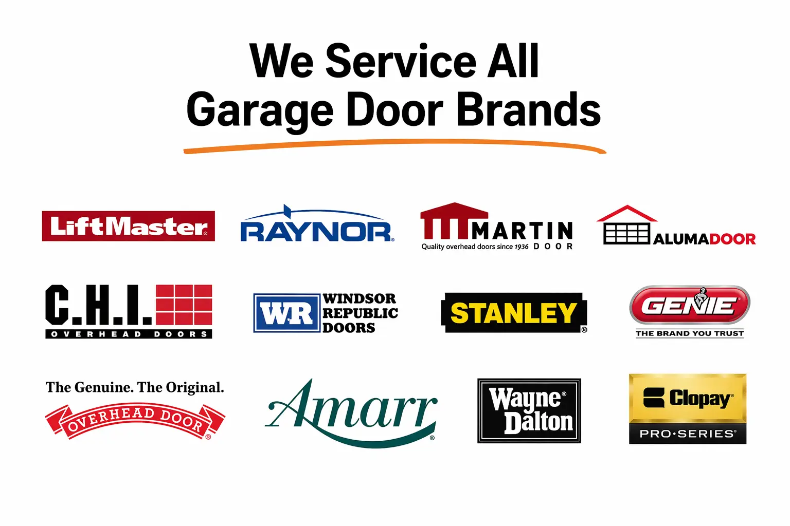 Garage Door Brands We Service