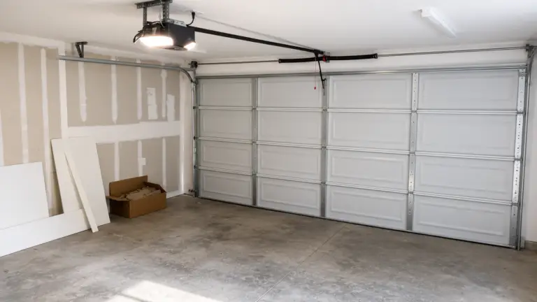 Blog 6 Newly Installed White Sectional Garage Door With Opener Inside A Clean Residential Garage In Massachusetts